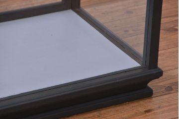 アンティーク家具　アンティーク 脚付き横長ペイントガラスケース(ショーケース)