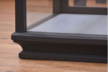 アンティーク家具　アンティーク 脚付き横長ペイントガラスケース(ショーケース)