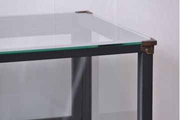 アンティーク家具　アンティーク 脚付き横長ペイントガラスケース(ショーケース)