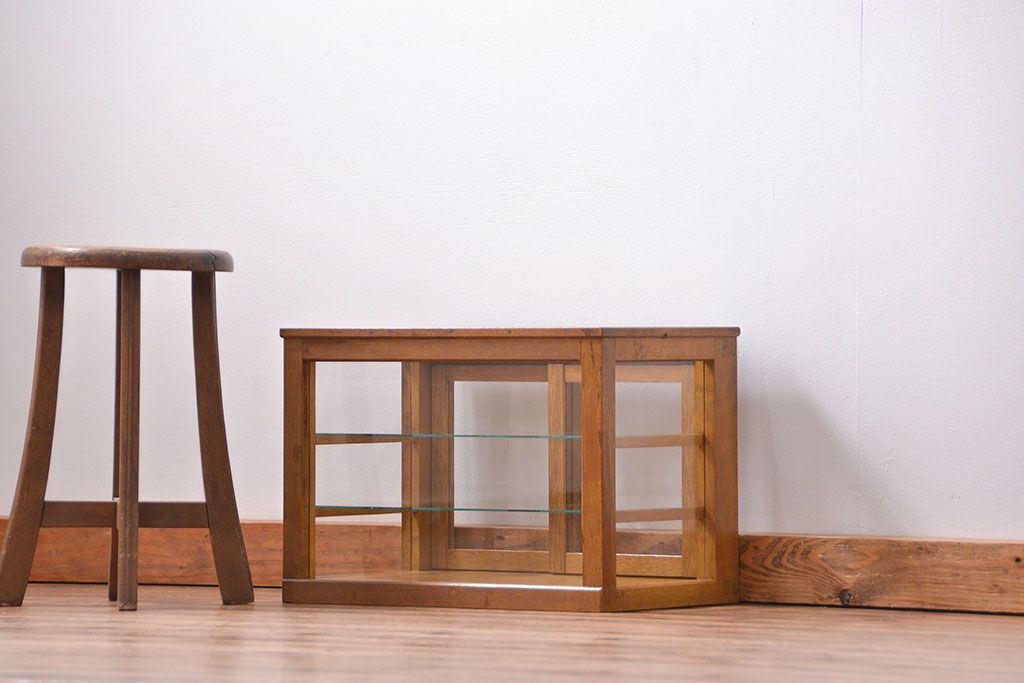 レトロ家具　昭和レトロ　希少なサイズの卓上ガラスケース (ショーケース)