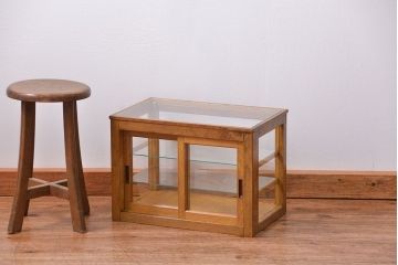 レトロ家具　昭和レトロ　希少なサイズの卓上ガラスケース (ショーケース)
