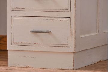 アンティーク家具　アンティークペイント　シンプルな組立て式両袖机 (ニーホールデスク、在宅ワーク、在宅用作業台)