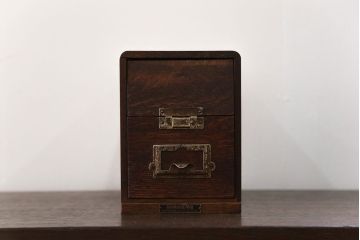 レトロ家具　昭和レトロ 古いナラ材!小さなカードケース (小引き出し、図書館、図書室)