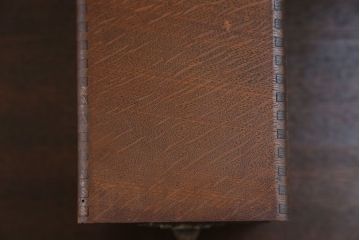 レトロ家具　昭和レトロ 古いナラ材!小さなカードケース (小引き出し、図書館、図書室)