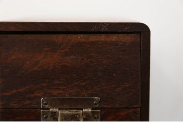 レトロ家具　昭和レトロ 古いナラ材!小さなカードケース (小引き出し、図書館、図書室)