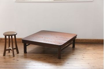 アンティーク家具　古民具・骨董 古い栗材の上質な角ちゃぶ台 (テーブル、座卓)