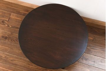 アンティーク家具　アンティーク 古い栓材の小振りな丸型ちゃぶ台 (テーブル、机)