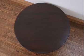 レトロ家具　昭和レトロ 古い栓材のシックな丸型ちゃぶ台 (座卓、座机)