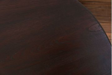レトロ家具　昭和レトロ 古い栓材のシックな丸型ちゃぶ台 (座卓、座机)