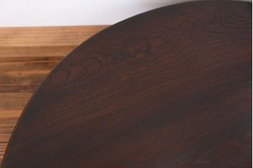レトロ家具　昭和レトロ 古い栓材のシックな丸型ちゃぶ台 (座卓、座机)