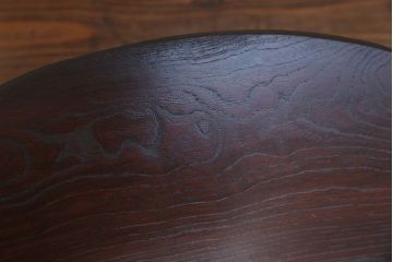 レトロ家具　昭和レトロ 古い栓材のシックな丸型ちゃぶ台 (座卓、座机)