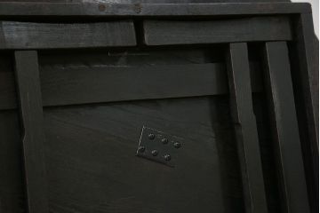 レトロ家具　昭和レトロ 古い栓材のシックな丸型ちゃぶ台 (座卓、座机)