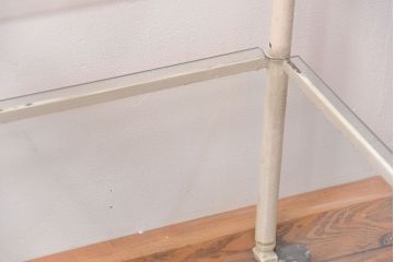 アンティーク家具　アンティーク　ガラス天板のペイントキャスターワゴン(サイドテーブル・キッチンワゴン)