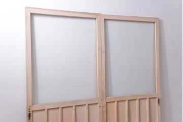 アンティーク　ペンキのはげたシンプルなガラス戸2枚セット (引き戸)