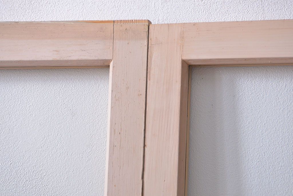 アンティーク　ペンキのはげたシンプルなガラス戸2枚セット (引き戸)