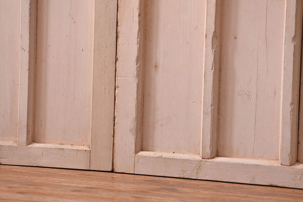 アンティーク　ペンキのはげたシンプルなガラス戸2枚セット (引き戸)