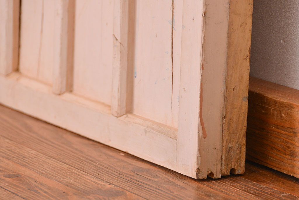 アンティーク　ペンキのはげたシンプルなガラス戸2枚セット (引き戸)