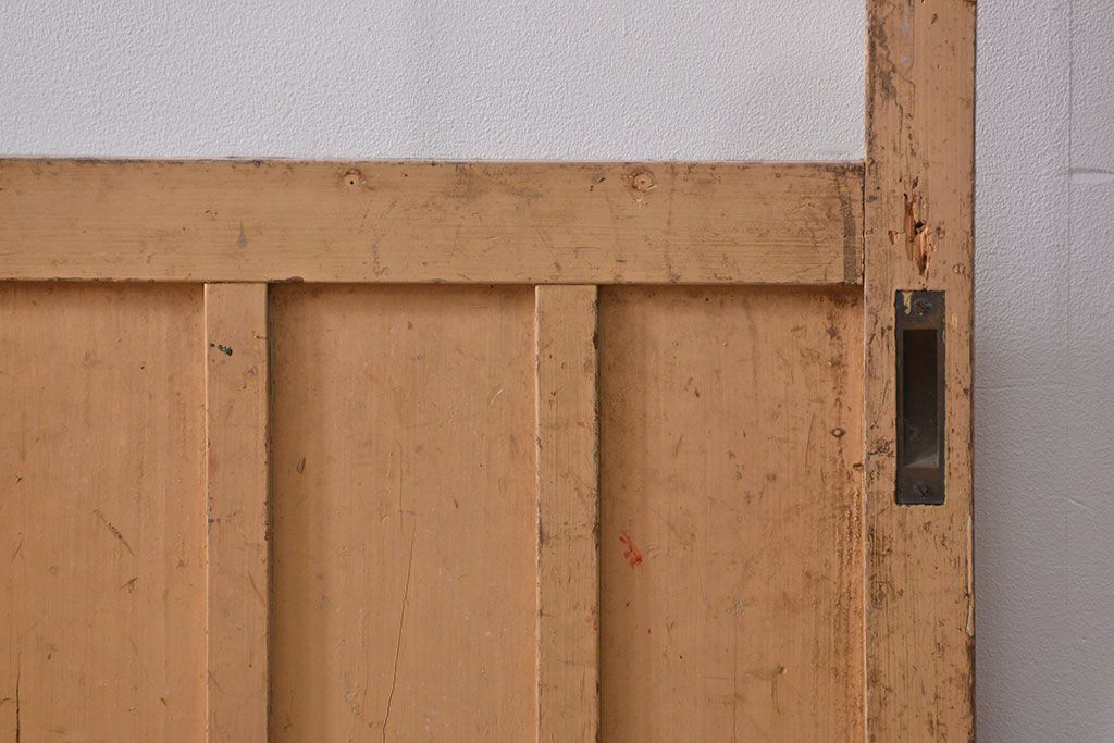 アンティーク　ペンキのはげたシンプルなガラス戸2枚セット (引き戸)