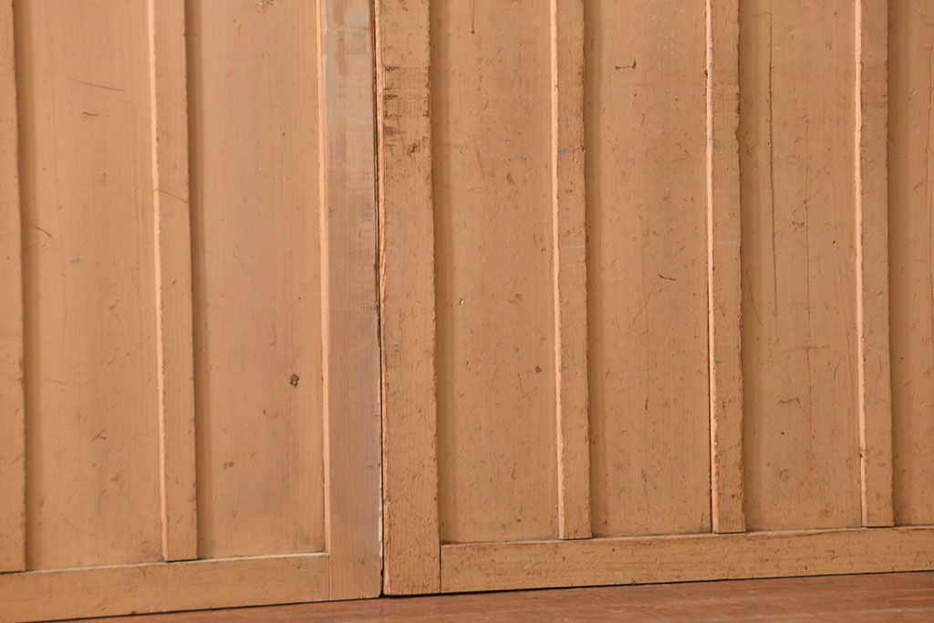 アンティーク　ペンキのはげたシンプルなガラス戸2枚セット (引き戸)