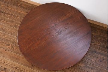 レトロ家具　昭和レトロ 古い栓材の丸型ちゃぶ台 (テーブル、机)