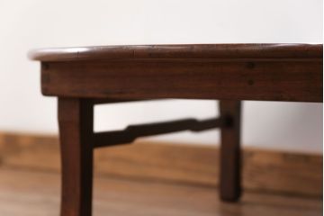 レトロ家具　昭和レトロ 古い栓材の丸型ちゃぶ台 (テーブル、机)