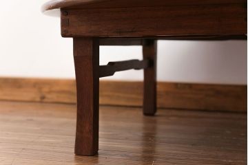 レトロ家具　昭和レトロ 古い栓材の丸型ちゃぶ台 (テーブル、机)