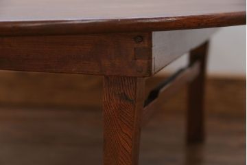 レトロ家具　昭和レトロ 古い栓材の丸型ちゃぶ台 (テーブル、机)