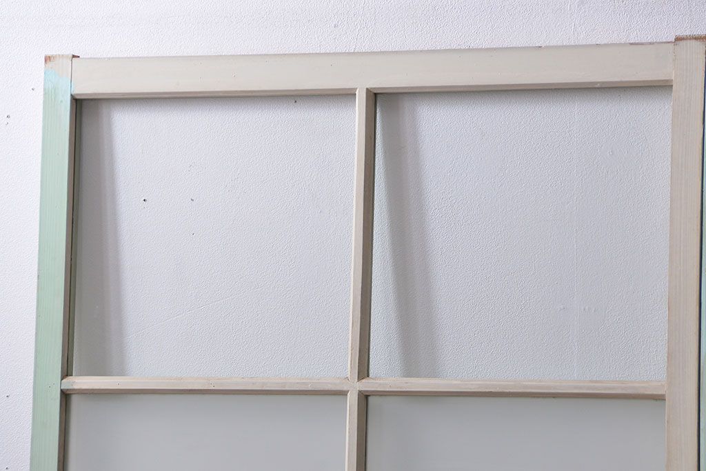 アンティーク ペンキのはげたガラス戸2枚セット(引き戸)