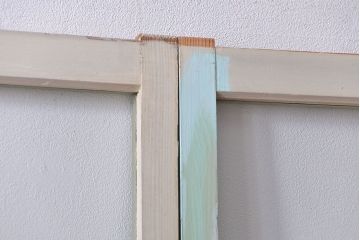 アンティーク ペンキのはげたガラス戸2枚セット(引き戸)