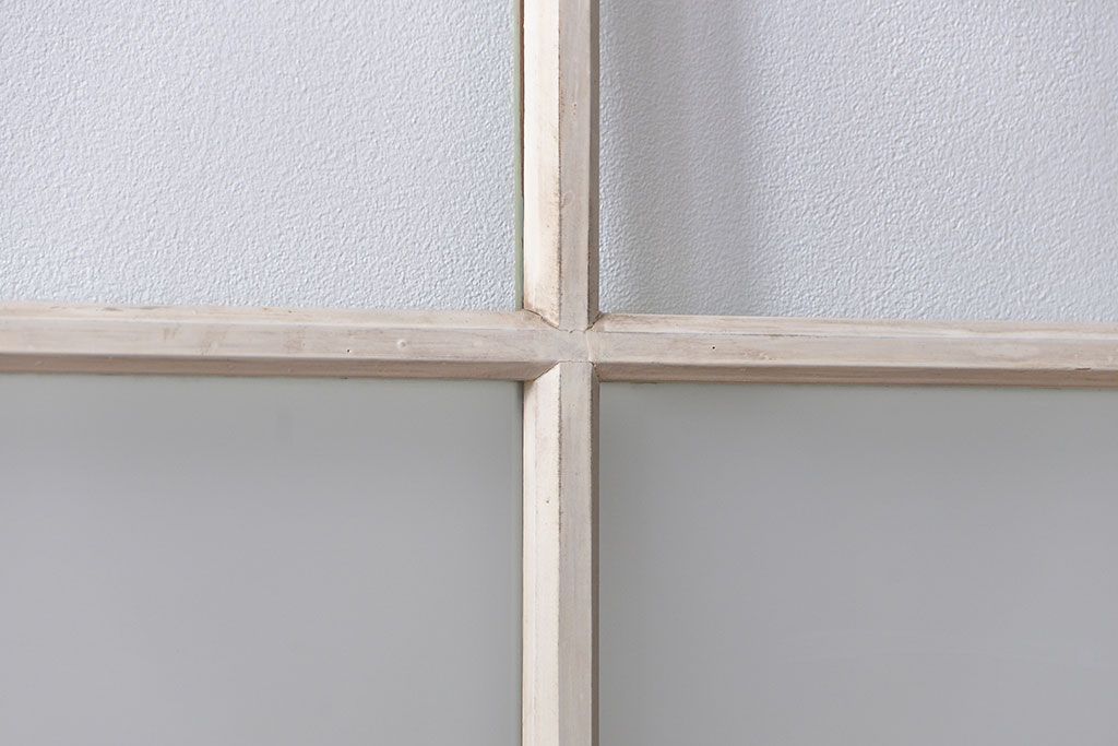 アンティーク ペンキのはげたガラス戸2枚セット(引き戸)