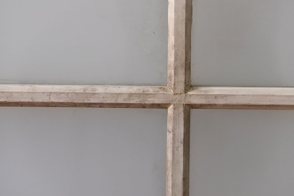 アンティーク ペンキのはげたガラス戸2枚セット(引き戸)