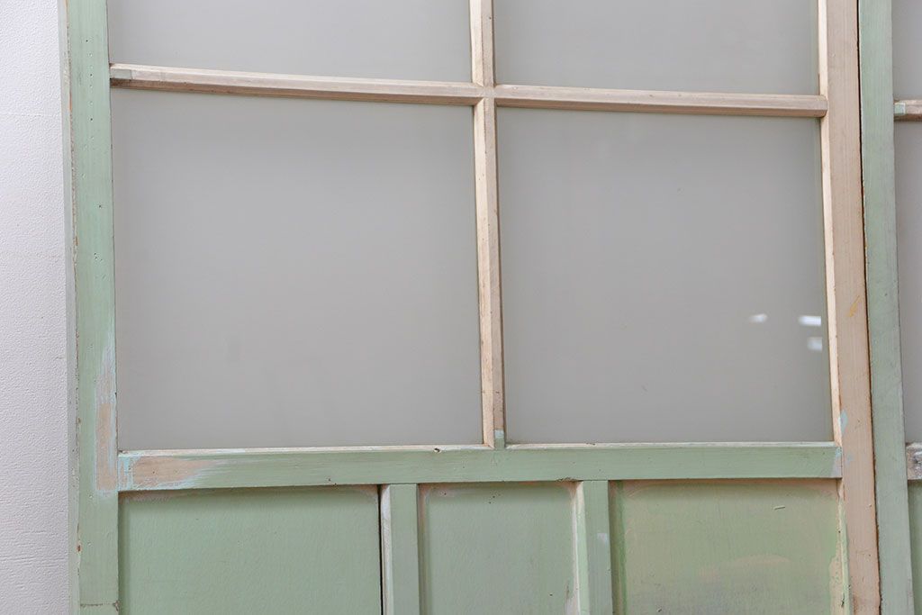 アンティーク ペンキのはげたガラス戸2枚セット(引き戸)