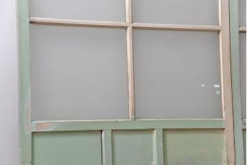 アンティーク ペンキのはげたガラス戸2枚セット(引き戸)