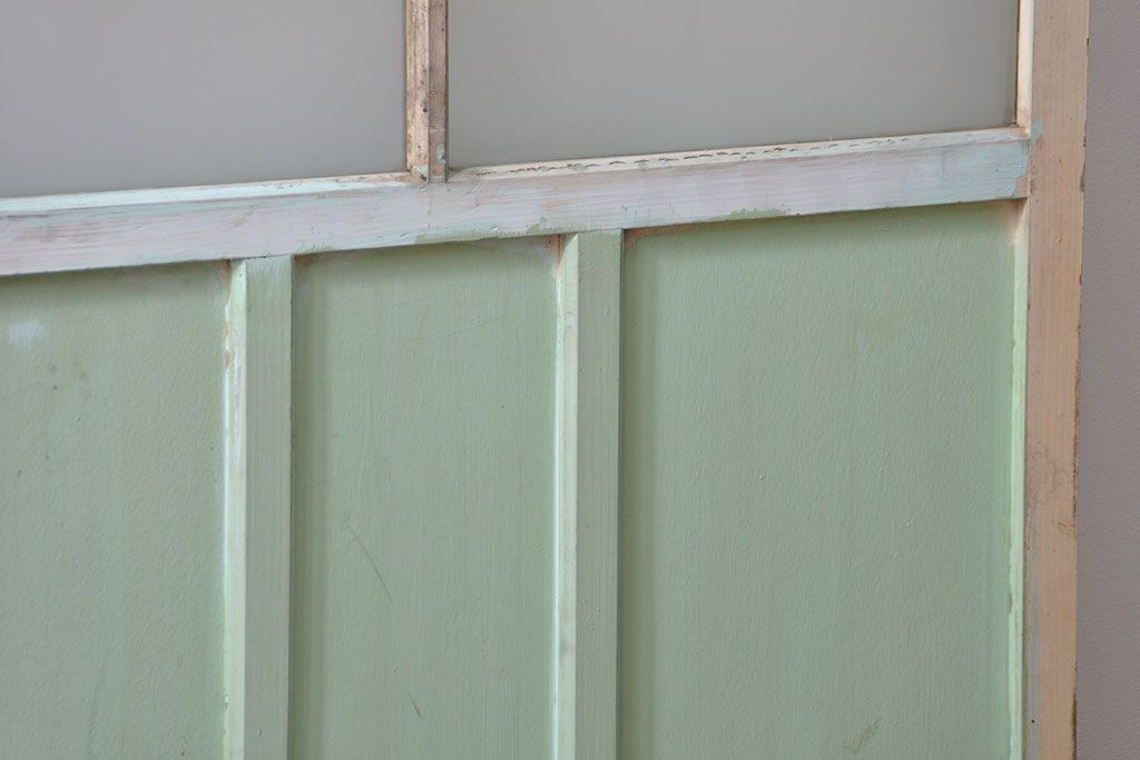 アンティーク ペンキのはげたガラス戸2枚セット(引き戸)