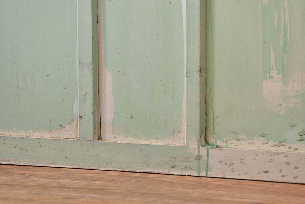 アンティーク ペンキのはげたガラス戸2枚セット(引き戸)