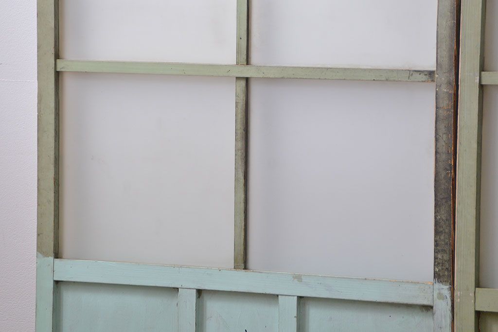 アンティーク ペンキのはげたガラス戸2枚セット(引き戸)