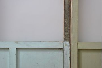 アンティーク ペンキのはげたガラス戸2枚セット(引き戸)