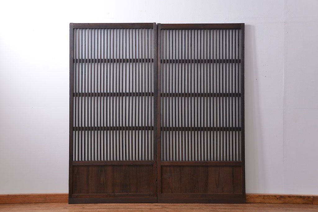 古民具・骨董 古いガラス格子戸2枚セット(和風建具)