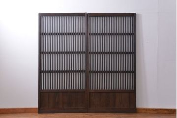 古民具・骨董 古いガラス格子戸2枚セット(和風建具)