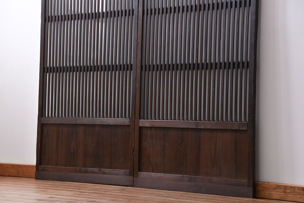 古民具・骨董 古いガラス格子戸2枚セット(和風建具)