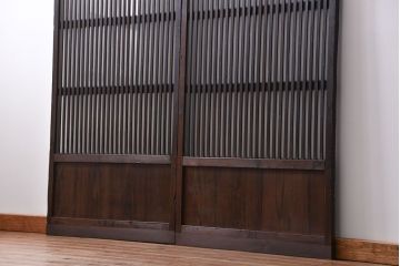 古民具・骨董 古いガラス格子戸2枚セット(和風建具)