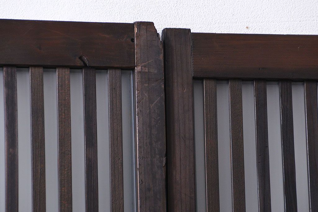 古民具・骨董 古いガラス格子戸2枚セット(和風建具)