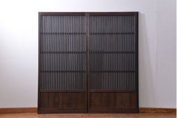古民具・骨董 古いガラス格子戸2枚セット(和風建具)