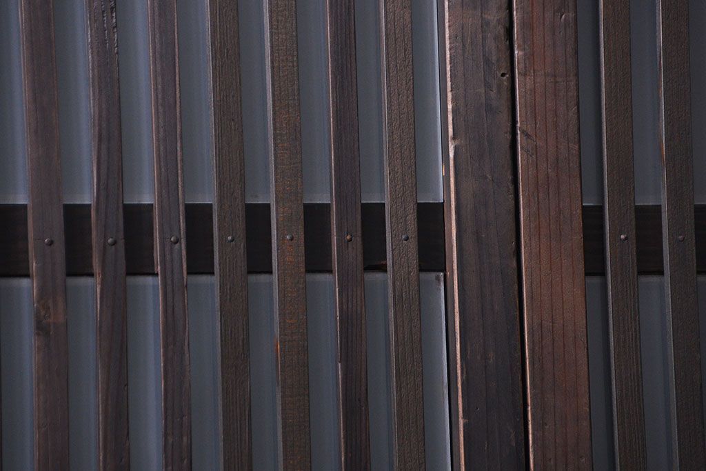 古民具・骨董 古いガラス格子戸2枚セット(和風建具)