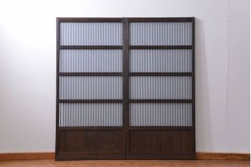 古民具・骨董 古いガラス格子戸2枚セット(和風建具)