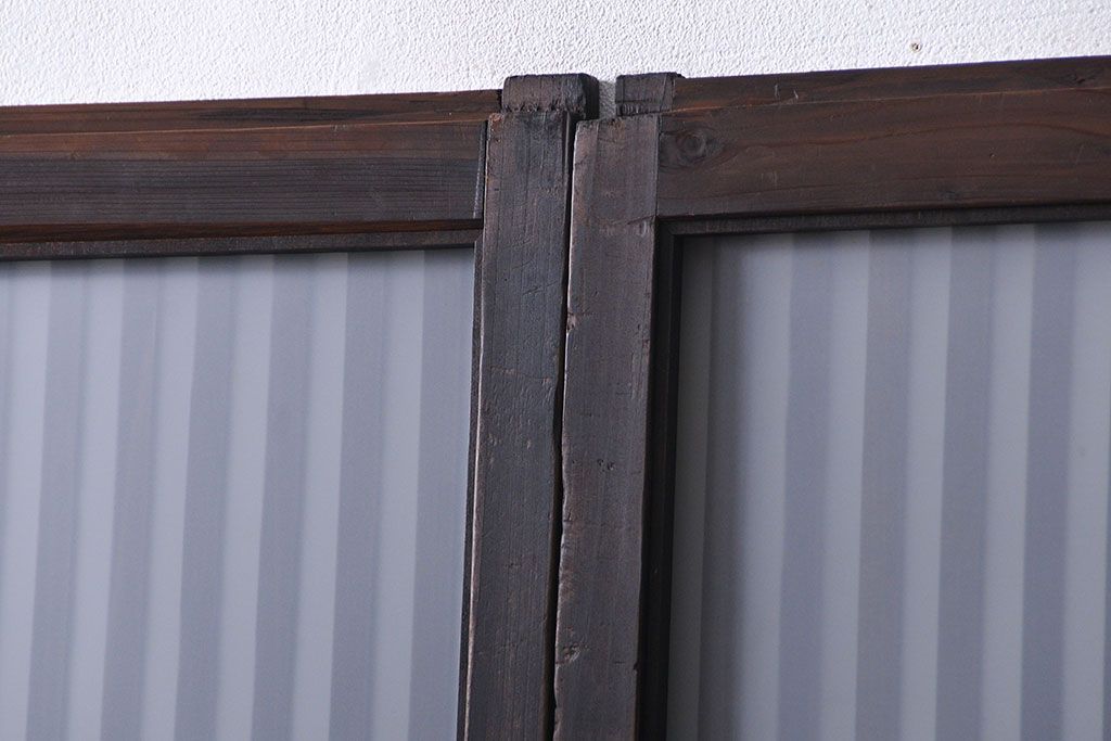 古民具・骨董 古いガラス格子戸2枚セット(和風建具)