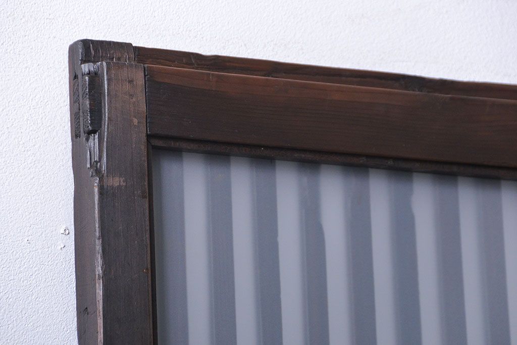 古民具・骨董 古いガラス格子戸2枚セット(和風建具)