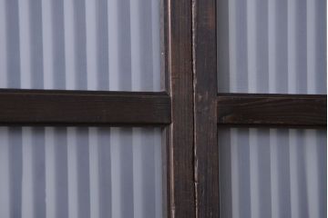 古民具・骨董 古いガラス格子戸2枚セット(和風建具)