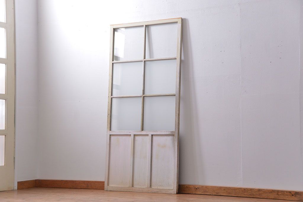 アンティーク ペンキのはげたガラス戸1枚(引き戸)