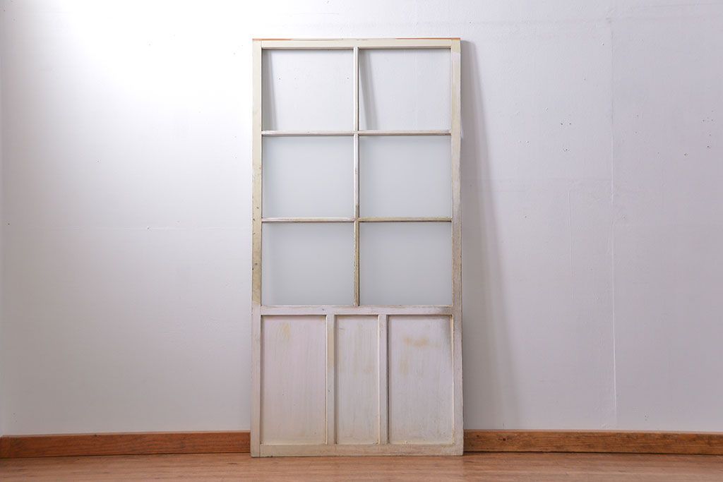 アンティーク ペンキのはげたガラス戸1枚(引き戸)